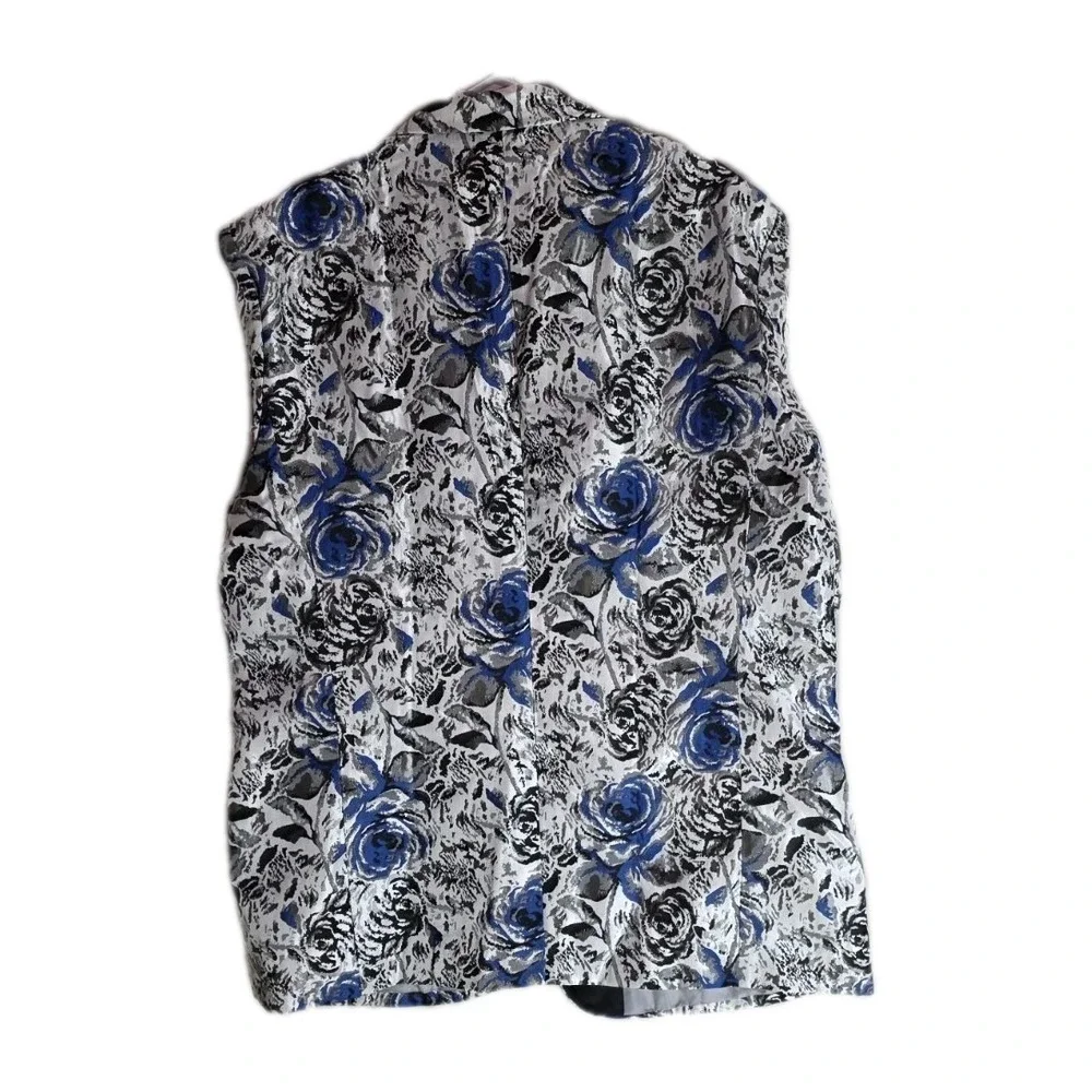 MAGE MALE 3XL - Men's Floral Blue Grey Blazer Single Button - Picture 9 of 9